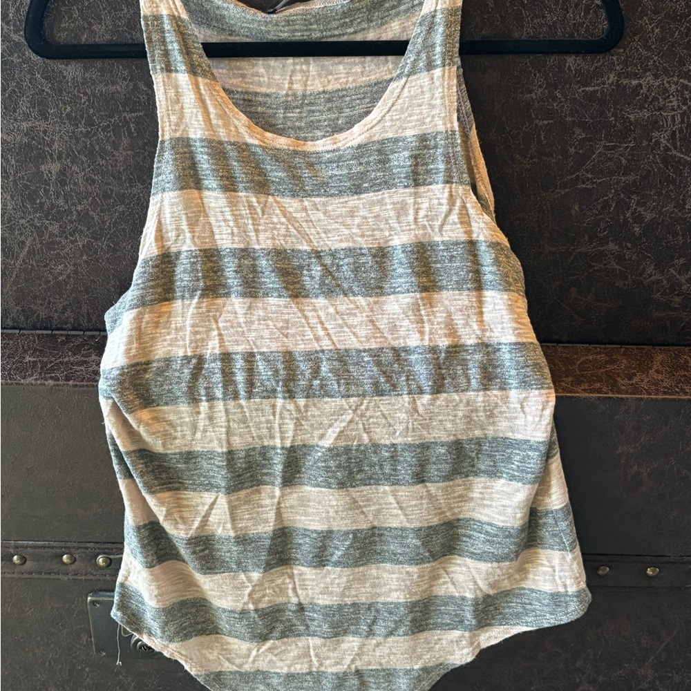 Twenty Gray and Cream Striped Tank Top